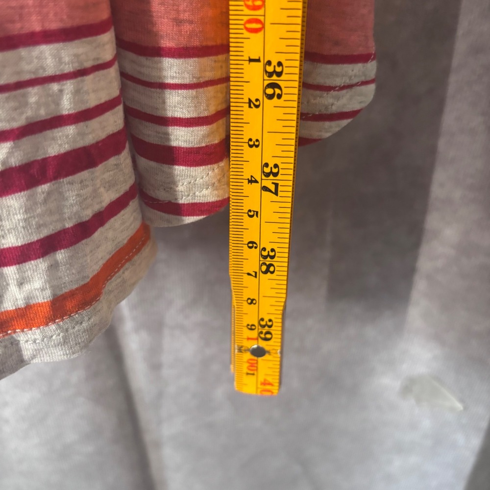 Pink Lotus Gray Pink Orange Striped Boho TShirt Dress Shoulder Tie Womens Small - Picture 5 of 8